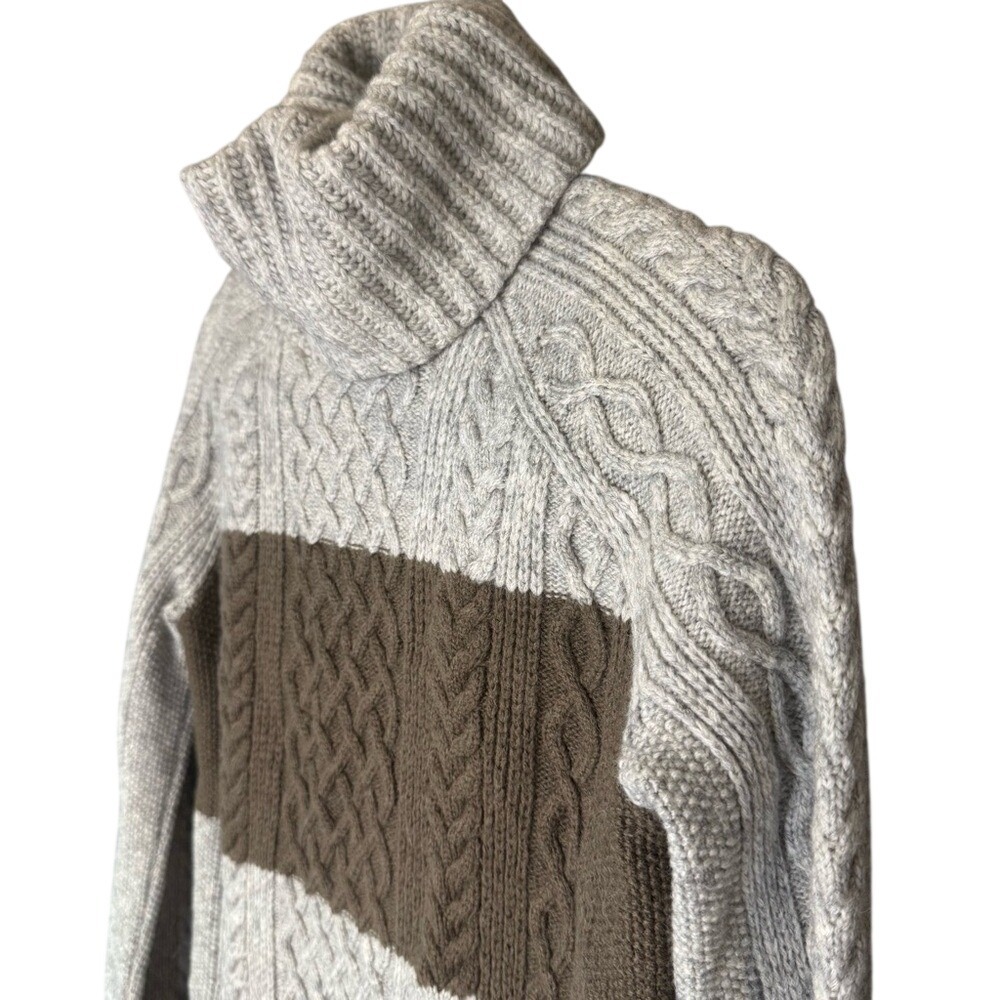 Madewell Cityblock Alpaca Blend Cable Knit Turtleneck Gray Sweater Women's S EUC